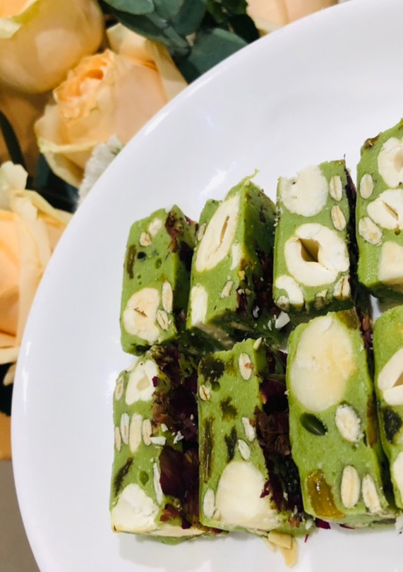 Hình của món Kẹo nougat (hạnh phúc) trà xanh.