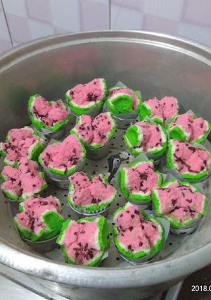 Foto resep Bolu kukus ala semangka..🍉🍉