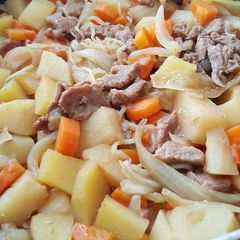 A picture of Meat and vegetable stew.