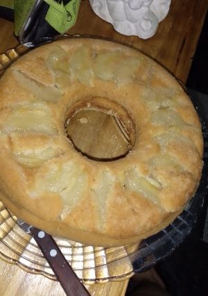 Una foto de Torta de manzana echa con batidora