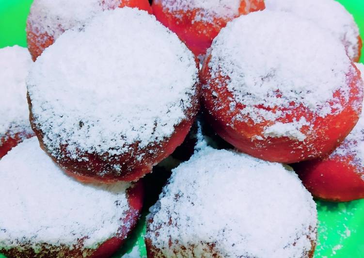 Resep Donat buah Naga merah menul dan empukk