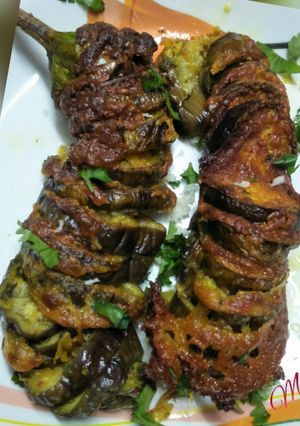 A picture of Baked cheesy Sliced brinjal.