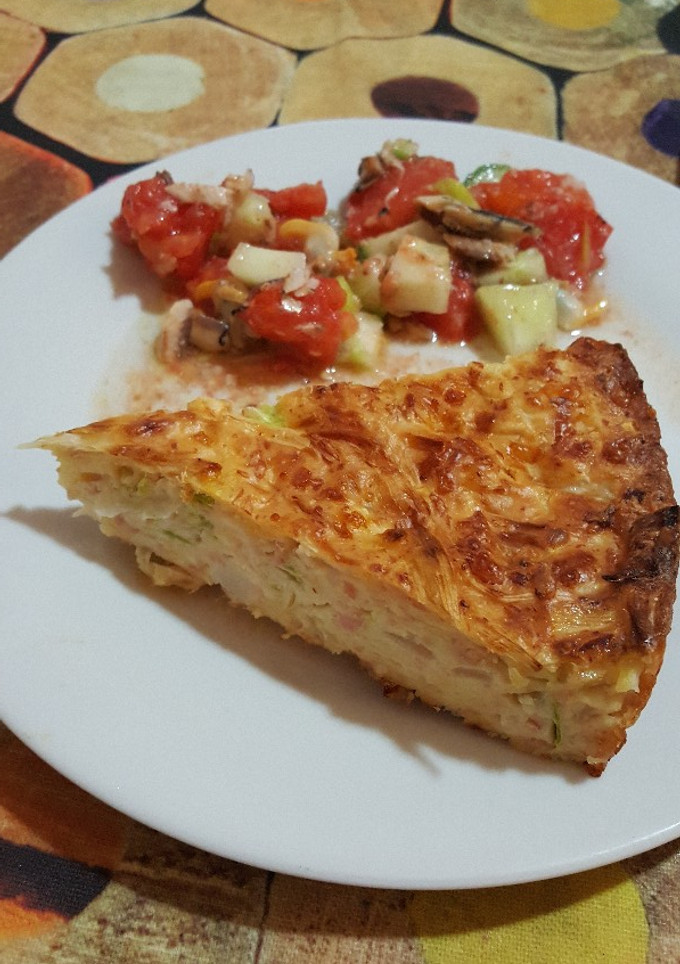 Una foto de Pastel de calabacín y jamón cocido al horno con Thermomix