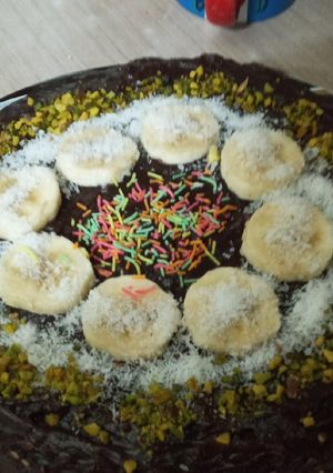 عکسی از دستور کیک کنجد و کره بادام زمینی با کرم شکلاتی
