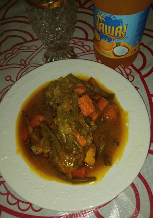صورة لوصفة لوبيا خضراء بلحم الغنم 🐏🥩🤤
