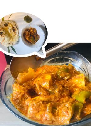 A picture of ACHARI PANEER.My Favourite Lunch.