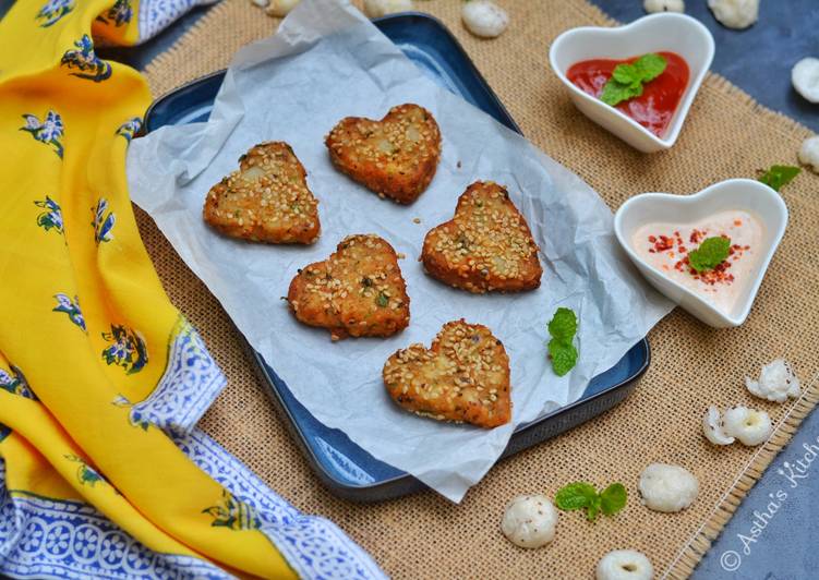 Recipe of Quick Makhana cutlets Lotus seeds hearts