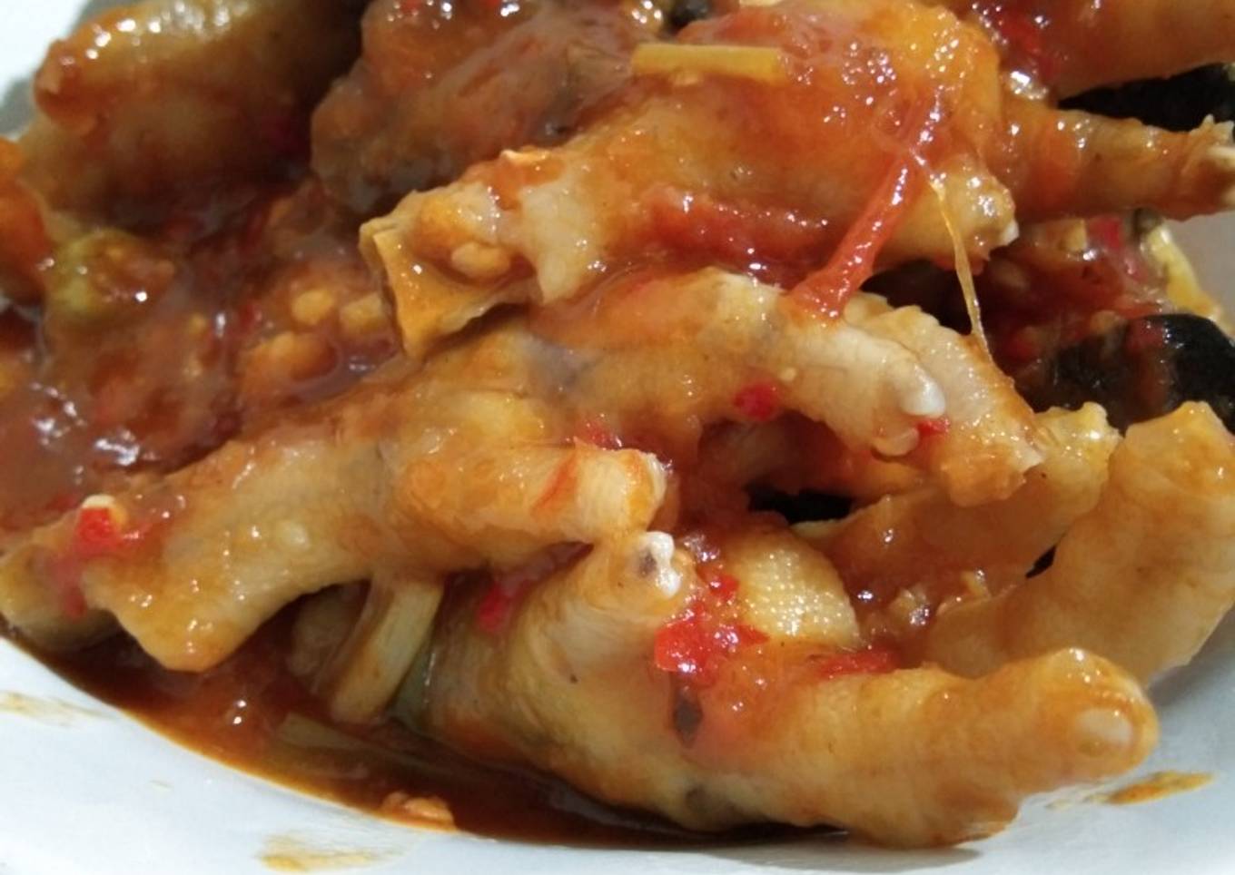 Ceker plus ati ayam masak pedas manis