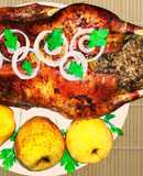 Новогодний гусь фаршированный грибами и гречкой с яблоками