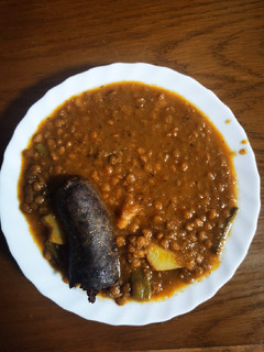 Una foto de Lentejas con morcilla en olla rápida