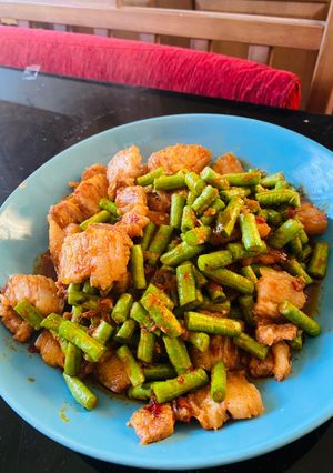 รูปของ หมูสามชั้นผัดพริกถั่ว
