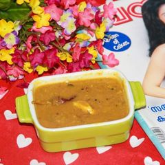 A picture of Chakka kuru Sambar / Jackfruit Seeds & Lentils Stew.