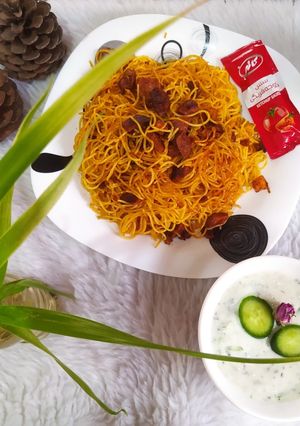 عکسی از دستور ماکارونی با ساندویچ خوراک 😋