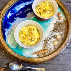 Kesar elaichi shrikhand A picture of Kesar elaichi shrikhand.