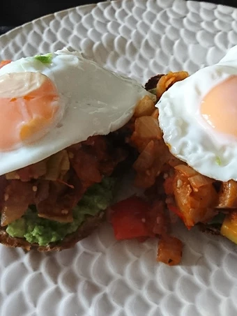 Easy Ways Make|Recipe} Fried Eggs on Ratatouille on spicy Avocado on Sourdough.., Can Pamper Your Tongue