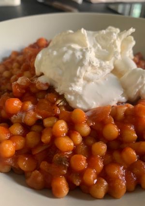 Foto di Fregola al pomodoro con burrata