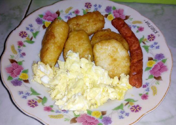 Cara Membuat Nugget nasi, orak-arik telur dan sosis simple Anti Gagal