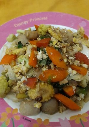 Foto resep Capcay goreng bakso tanpa MSG dan tepung pengental