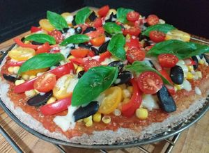Una foto de Pizza vegana con harina integral