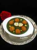Golden balls in green gravy