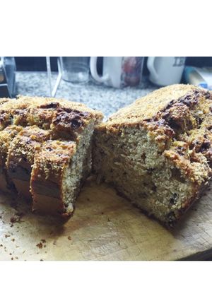 Una foto de Budín integral de banana y chocolate sin azúcar