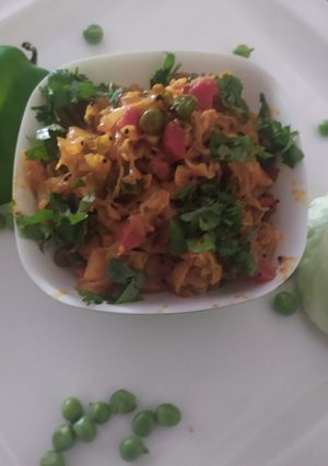 A picture of Gujarati style Cabbage Sabzi.