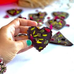 A picture of Heart Chocolate nuts bites.