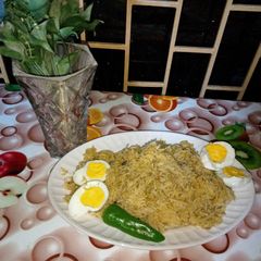Green masala egg rice A picture of Green masala egg rice.