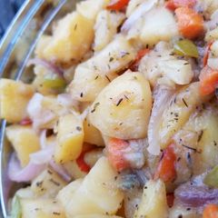 A picture of Stir fry potatoes with vegies.
