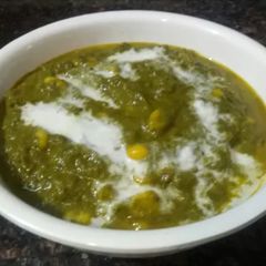 A picture of Restaurant style paalak sweet corn. .