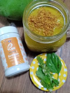Foto resep Jus mangga kemangi beepollen nanas yoghurt kelapa green smoothie