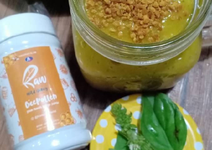 Jus mangga kemangi beepollen nanas yoghurt kelapa green smoothie