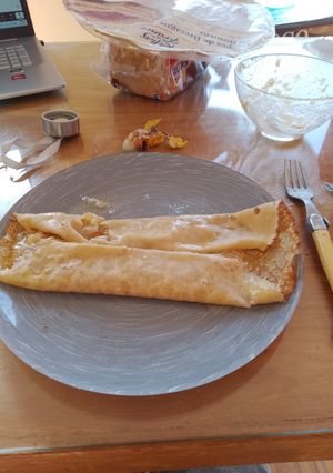 A picture of Crepe with Almond Cream and Pear.