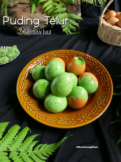 Foto resep Puding Telur Dinosaurus (puding Tape Ketan Hijau)