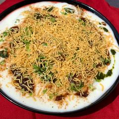 Aaloo tikki chaat A picture of Aaloo tikki chaat.