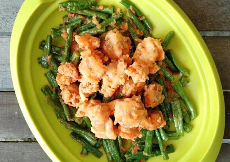 Resep Tumis udang kacang panjang gurih Anti Gagal