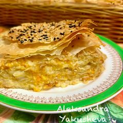 A picture of Cheese Achma from Filo dough.