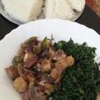 Fried pork with greens