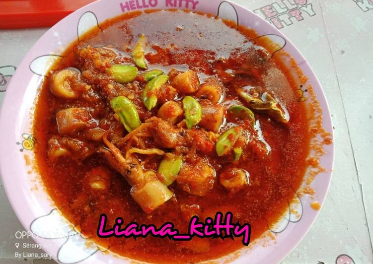 Sambel Cumi Plus pete, dengan sambel pedas mantul