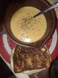Cheese Bacon Broccoli Soup with Grilled Turkey Muenster Sandwich