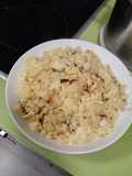 Revuelto de bacalao congelado y gambas con patatas en Thermomix y airfryer