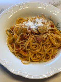 Paradicsomos-csiperke gombás spagetti recept fotója