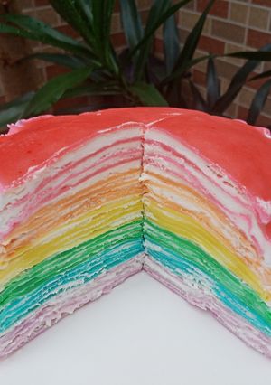 Foto resep Rainbow crepes cake 🌈