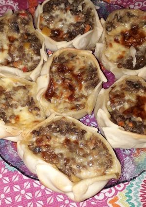 Una foto de Canastitas de Lentejas y vegetales(vegetarianas)