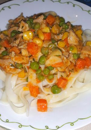 Zöldséges csirkeragu recept fotója