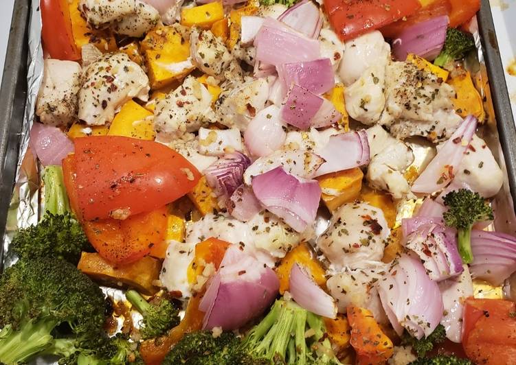 Recipe of Award-winning 1 pan chicken with sweet potatoes &amp; veggies