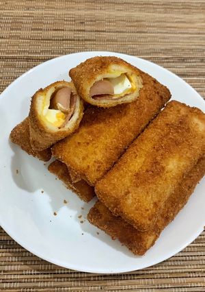 Foto resep Roti goreng smoked beef, sausage & mayo