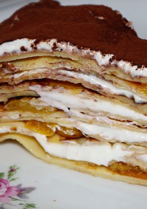 Une photo de Gâteau de crêpes aux mirabelles