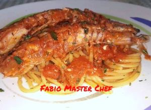 Foto di Spaghetti con Cicale di Mare sfumati al Cognac e Pomodorini