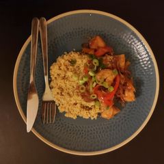 A picture of Sweet Chicken with Bulgur Wheat.